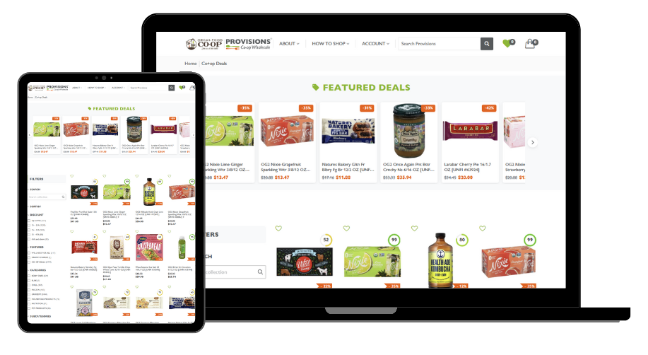 Provisions platform shown on laptop and tablet devices